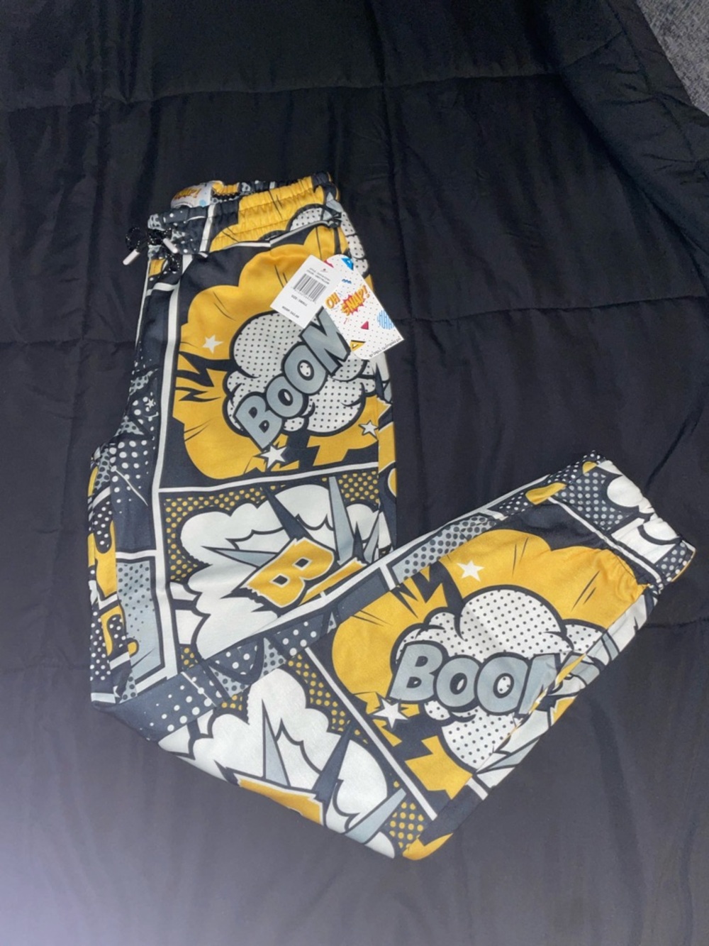 'Boom' Graphic Jogger Pants - Yellow & Black